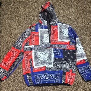Reason Windbreaker Jacket Men's Small Paisley Hooded Quarter Zip